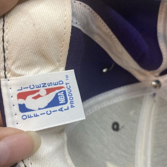 VTG New Era Utah Jazz Wool Hat Cap Purple Black Snapback Pro Model Deadstock NBA - Picture 11 of 11